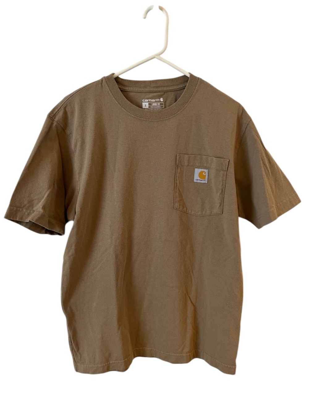 Carhartt Wyoming Buffalo Graphic Short Sleeve Pocket T-Shirt Tan Cotton Sz: S